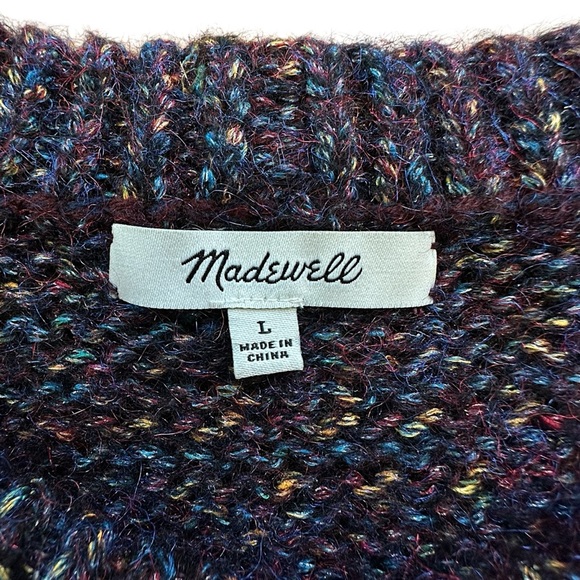 MADEWELL | NWOT METALLIC SHIMMER CREWNECK PULLOVER SWEATER PURPLE | LARGE - Picture 9 of 11